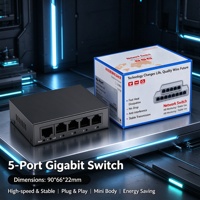 Switch Ethernet Industri 5 Port DIN Rail, Switch Jaringan Tanpa Manajemen 100M Gigabit, Temperatur Lebar, Casing Logam, Keamanan CCTV