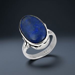 925 Silver <b>Lapis</b> <b>Lazuli</b> <b>Ring</b> for Women Elegant Gemstone Pearl Jewelry - Product Image 3