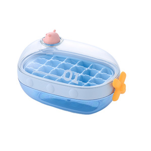 Bac à glaçons rotatif avec couvercle, matériau PP de qualité alimentaire, design cochon bleu, pour le stockage au réfrigérateur domestique - Product Image 1