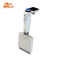 Micropipette électronique numérique multicanal en plastique AELAB haute précision, volume réglable 0,2-300 µl, 8/12 canaux