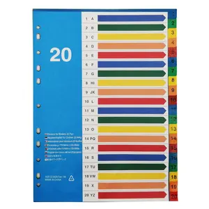 Großhandel Kunden logo Regenbogen farbig 11 Löcher A4 Papier wasserdicht PP Datei Index Teiler für Ordner 20 Register karten