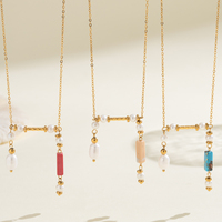 Collier vintage en pierre naturelle baroque, perle d'eau douce, plaqué or 18K PVD, acier inoxydable réglable, bijoux bohèmes pour femmes