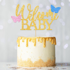 Décoration de gâteau à paillettes bleu-rose-or, garçon/fille, baptême, fête de bébé, fournitures pour fête de bébé - Product Image 6