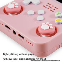 Manette de jeu portable R36S-01 avec capuchon de joystick en forme de patte de chat, capuchon de touche en silicone open source, nostalgique de l'enfance