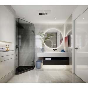 Meuble de salle de bain avec lavabo mural pas cher, couleur bois, meuble en granit, armoire murale de salle de bain, meuble de salle de bain avec miroir - Product Image 5