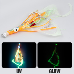 TEASER HK018, 10 Piezas/Bolsa, Anzuelos de Pesca Tipo Calamar Biónico, Luminosos, de Acción Lenta, Anzuelo Doble Asistido, Anzuelo Doble para Pesca de Pulpo - Product Image 5