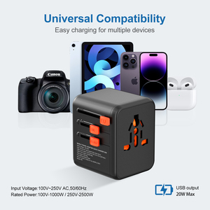 Hot bán chúng tôi Châu Âu anh Ổ cắm điện chuyển đổi 2USB A + 2USB C du lịch quốc tế cắm Adapter ABS Chất liệu 10A Đánh giá hiện tại - Product Image 3