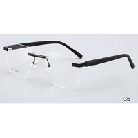 Haoya W25601 Monturas de Gafas Metálicas Unisex, Montura Óptica sin Aro, Diseño de Moda, Logotipo Personalizado, para Todas las Formas de Rostro