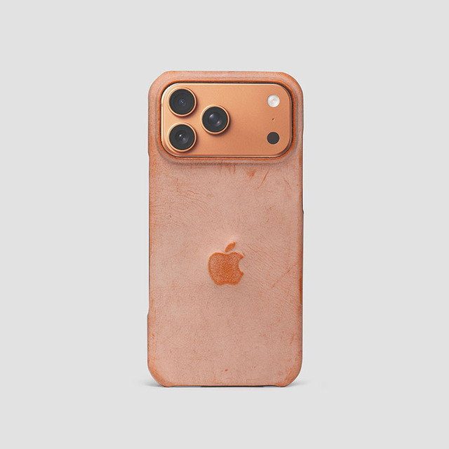 Zenos Handmade Italian Cowhide Phone Case For iPhone, 3D Embossed Apple Logo Slim Half Wrap Retro Genuine Leather Custom Cover