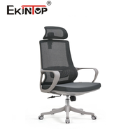 Chaise de bureau moderne en maille chromée Ekintop - Chaise de travail ergonomique pour visiteurs et cadres avec hauteur réglable et base pivotante
