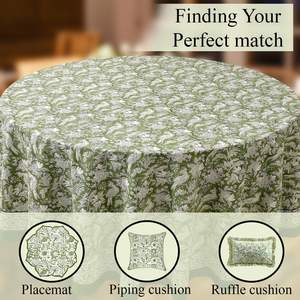 Mantel Redondo Artístico Hecho a Mano, Tela <span class=keywords><strong>de</strong></span> Algodón con Estampado Tradicional en Bloques para Comedor - Product Image 3