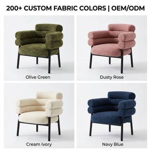 Fauteuil d'appoint en tissu chenille vert, fauteuil rembourré moderne, siège moelleux pour salon, chambre, hôtel - Product Image 3