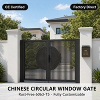 Puerta de Villa de Aluminio de Lujo con Diseño de Ventana Circular China, 6063-T5, Antioxidante, Tamaño Personalizado, Recubrimiento en Polvo