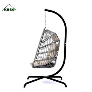 Columpio doble colgante de ratán para Patio, mueble plegable de mimbre con soporte de Metal, para exteriores y jardín - Product Image 4