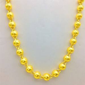 熱い販売中！砂金ソリッド6mmラウンドビーズ18K金メッキトレンディユニセックスネックレス（記念日用） - Product Image 5