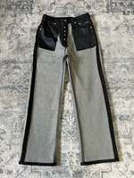 Celana Jeans Denim Pria OEM/ODM High Waist Kancing Depan Model Lurus Lebar Minimalis Streetwear Kasual