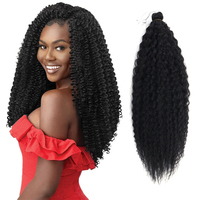 Usine en gros 22 ''Brésilien Vague Profonde Crochet Tresse Extensions de Cheveux Synthétiques Naturel Crépus Bouclés