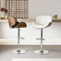 Tabouret de bar de luxe haut de gamme en fer – Hauteur réglable, pivotant, avec structure en bois, idéal pour îlots de cuisine, comptoirs, stands de caisse