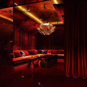 Design d'intérieur de boîte de nuit rouge, mobilier de bar en bois et en métal, décoration lumineuse à LED tendance pour boîte de nuit - Product Image 5