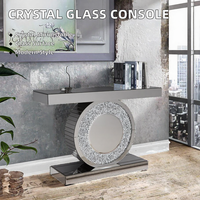 Table console en verre moderne personnalisée pour salon d'hôtel avec design miroir en cristal, meubles de salon pour usage domestique