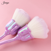 Sikat Pembersih Kuku Rambut Nylon Desain Bunga Mawar Gagang Plastik Pink Mewah Populer untuk Menghilangkan Debu Manikur