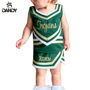 Uniformes Cheer personnalisés de haute qualité et bon marché pour jeunes Service OEM <span class=keywords><strong>Tenue</strong></span> de Cheerleading pour enfants avec haut et jupe - Product Image 1