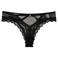 Culotte sexy en dentelle et résille pour femme, string ajouré en dentelle, culotte bikini, sous-vêtements respirants en dentelle unie, lingerie taille mi-haute