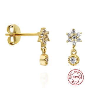 ROXI - Pendientes de Plata de Ley S925 con Forma de Copo de Nieve Geométrico y Diamantes, Elegantes y Sencillos - Product Image 5