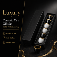 Ensemble de tasses à café en porcelaine Gahwa arabe de luxe, 6 pièces, bleu or, boîte cadeau en velours, réutilisable, cadeau du Moyen-Orient, vente en gros