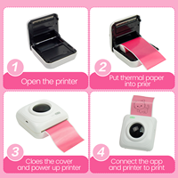 Rouleau de papier thermique direct imperméable Pink Meow, étiquettes adhésives de forme personnalisée pour imprimante Bluetooth portable, notes, mémos, étiquettes