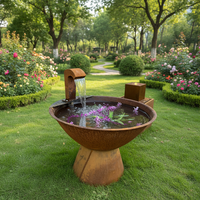 Cylindre Corten Steel fait à la main fontaine de jardin au sol nappe phréatique couleur rouille naturelle avec caractéristiques de l'eau pour une utilisation en intérieur