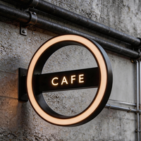 Enseigne lumineuse LED réglable pour extérieur ADMAX, logo de café en acier inoxydable et acrylique, étanche, publicité LED, enseigne lumineuse en forme de lame