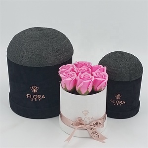 Customizable Handmade <strong>Flower</strong> Rose <strong>Bouquet</strong> Packaging <strong>Box</strong> with Velvet Texture Paperboard Material Embossing Printing - Product Image 1