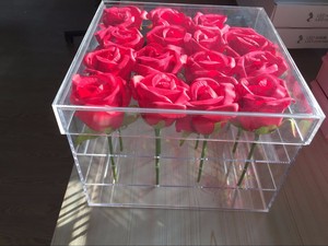 Acrílico transparente flor Rosa Flor de caja de regalo con cubierta romántico flor fresca de caja para la novia y Mujer - Product Image 2