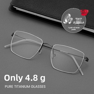 Lunettes de vue pour homme minimalistes ultra-légères sans vis anti-lumière bleue avec verres AC, montures en titane pur <span class=keywords><strong>Lindt</strong></span>, style rétro-simple et luxueux - Product Image 2