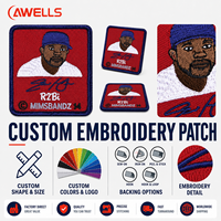 Patch brodé personnalisé avec portrait d'athlète, badge cousu pour les fans de sport, pour vestes et vêtements d'équipe AWELLS