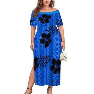 Precio barato Color sólido Escote <span class=keywords><strong>de</strong></span> un hombro Vestido con abertura alta Vestido <span class=keywords><strong>de</strong></span> <span class=keywords><strong>fiesta</strong></span> <span class=keywords><strong>de</strong></span> noche <span class=keywords><strong>de</strong></span> estilo tropical Hawaiano personalizado Vestido sexy - Product Image 2