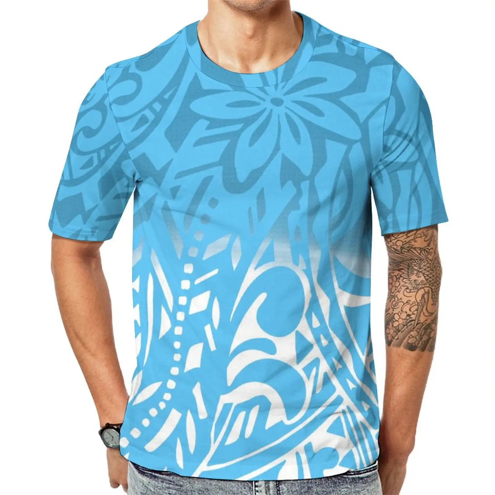 Camisetas de manga corta para hombre, de algodón y poliéster, de alta calidad, baratas, 6XL, diseño Tribal polinesiano