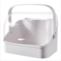 Boîte de rangement de maquillage, logo personnalisé, support de boîte de rangement cosmétique avec couvercle anti-poussière, poignée portable pour salle de bains commode