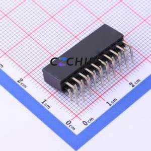 DW254W-22-20-85 Pin Socket Bent Lead Through Hole,P=2.54mm Connector 2x10P 2.54mm 2.54mm Square Hole - Product Image 2