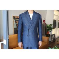 Setelan Blazer pria, harga wajar Pria Bisnis ramping kerah biru solid Bisnis bespoke Suit untuk pria