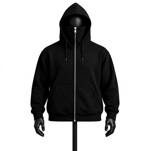 Black Men's <b>Full</b> <b>Zip</b> Hoodie 100% Cotton Fleece Hooded <b>Sweatshirt</b> with Pocket Winter Casual Wear - Product Image 1