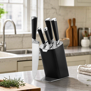 Ensemble <span class=keywords><strong>de</strong></span> 7 couteaux <span class=keywords><strong>de</strong></span> <span class=keywords><strong>cuisine</strong></span> en acier inoxydable à haute teneur en carbone, ensemble <span class=keywords><strong>de</strong></span> couteaux <span class=keywords><strong>de</strong></span> chef noirs avec bloc <span class=keywords><strong>de</strong></span> rangement durable - Product Image 2