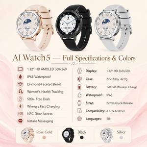 Reloj Inteligente AI Watch <span class=keywords><strong>5</strong></span> con Pantalla AMOLED de 1.32 Pulgadas, Resistente al Agua IP68, ChatGPT, Voz, WhatsApp, NFC, Salud, Llamadas Bluetooth, Carga Inalámbrica, Venta al Por Mayor de Fábrica - Product Image 2