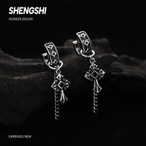 Collar Cruzado Retro Oscuro, Diseño Vintage Desgastado, <span class=keywords><strong>Joyería</strong></span> Versátil con Personalidad - Product Image 3