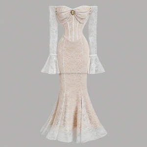 <span class=keywords><strong>Abito</strong></span> Sirena Retrò Personalizzato con Spalle Scoperte e Pizzo per l'Autunno, Elegante Vestito Lungo da Cerimonia per Donne - Product Image 3