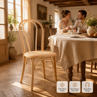 Chaise de salle à manger empilable en bois massif de caoutchouc au design nordique moderne, assise en rotin naturel, pour maison, bureau, appartement, atelier, importée