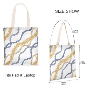 Hawaiian Puakenikeni Lei Design Eco Friendly <b>Canvas</b> <b>Tote</b> Bag Grocery Cotton Custom Reusable Shopping Shoulder Bag for Women - Product Image 3