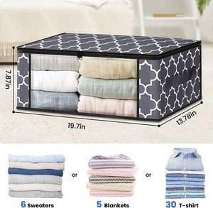 Bolsa de Almacenamiento Debajo de la Cama con Diseño Geométrico, Organizador de Mantas a Prueba de Polvo con Cremallera, Ventana Transparente y Asa Reforzada - Product Image 4
