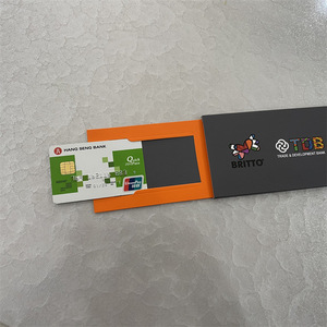 Britto Visa Card Holder <b>Slide</b> Out Box <b>Orange</b> Black UV Coated Reusable Rectangle Paperboard Packaging - Product Image 4